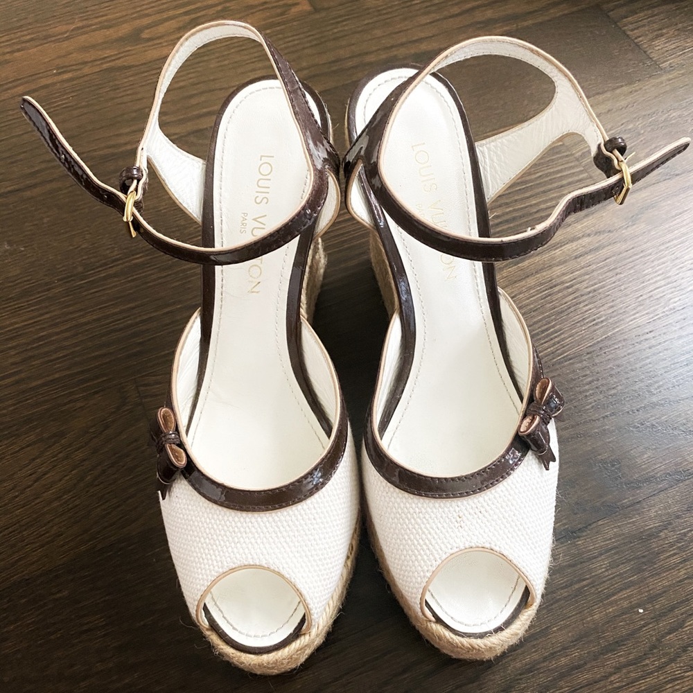 Louis Vuitton Patent Wedge Sandals